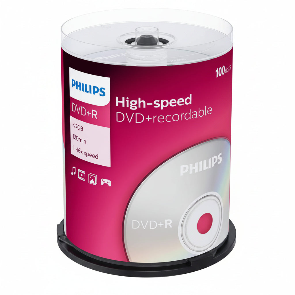 Philips DVD+R Blank Recordable Discs 4.7GB 100-Pack Spindle